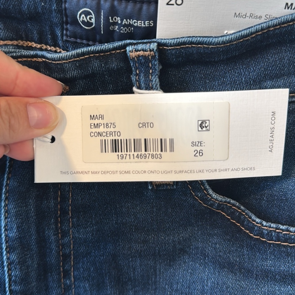 AG Mari Mid-Rise Slim Straight Dark Blue Jeans - Size 26 (brand new) - Picture 10 of 10